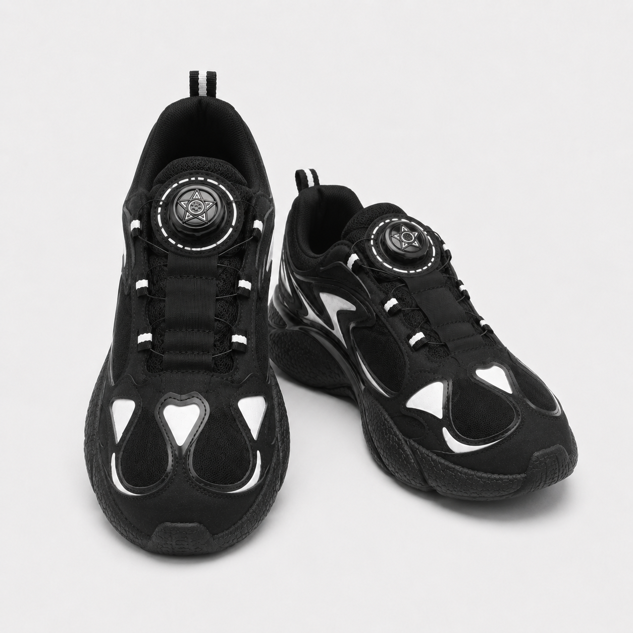 7-PE Black & White Dial Lace Sneakers image 1
