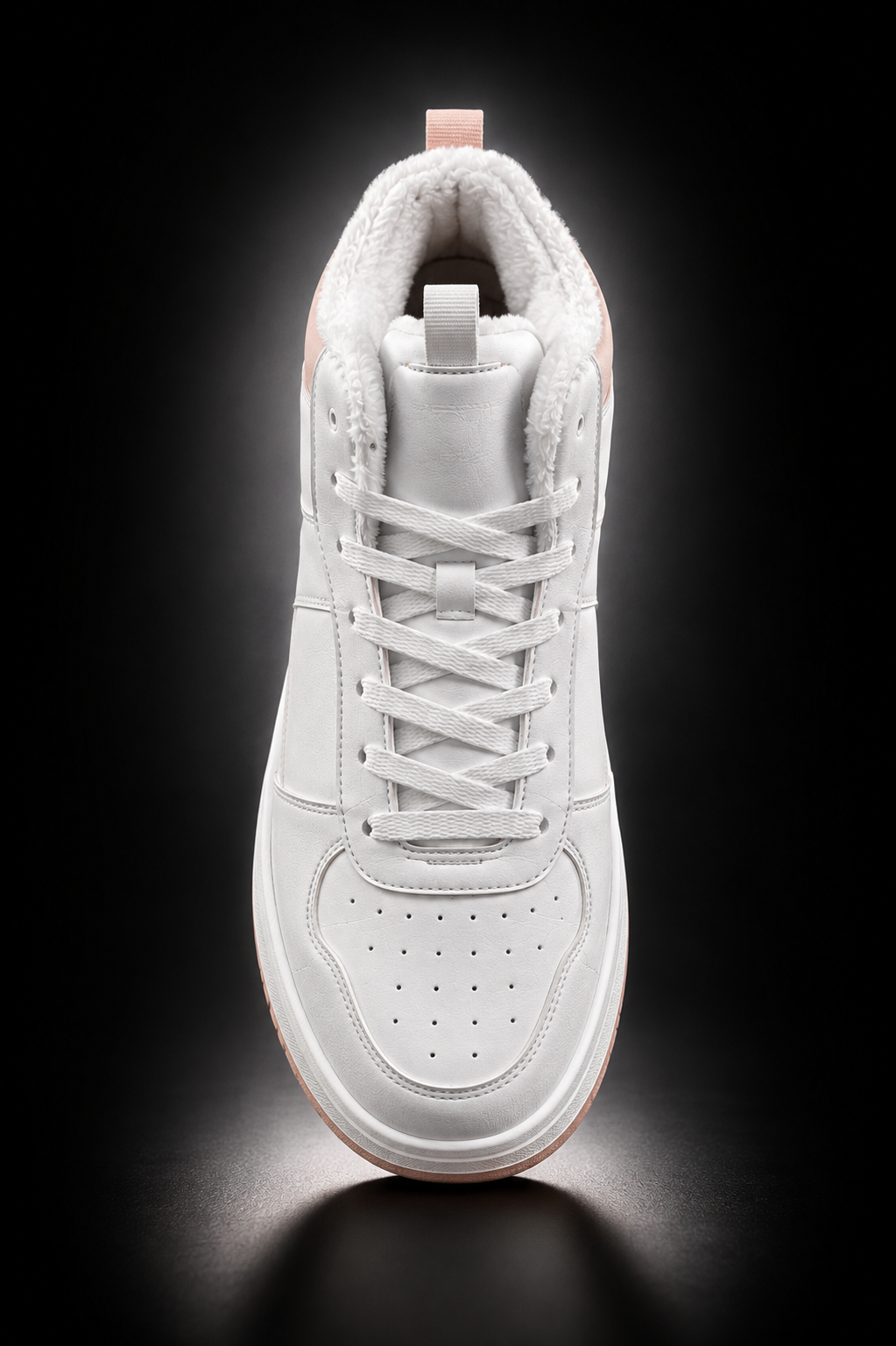 Women’s Cozy Winter High-Top Sneakers – White & Light Pink image 1