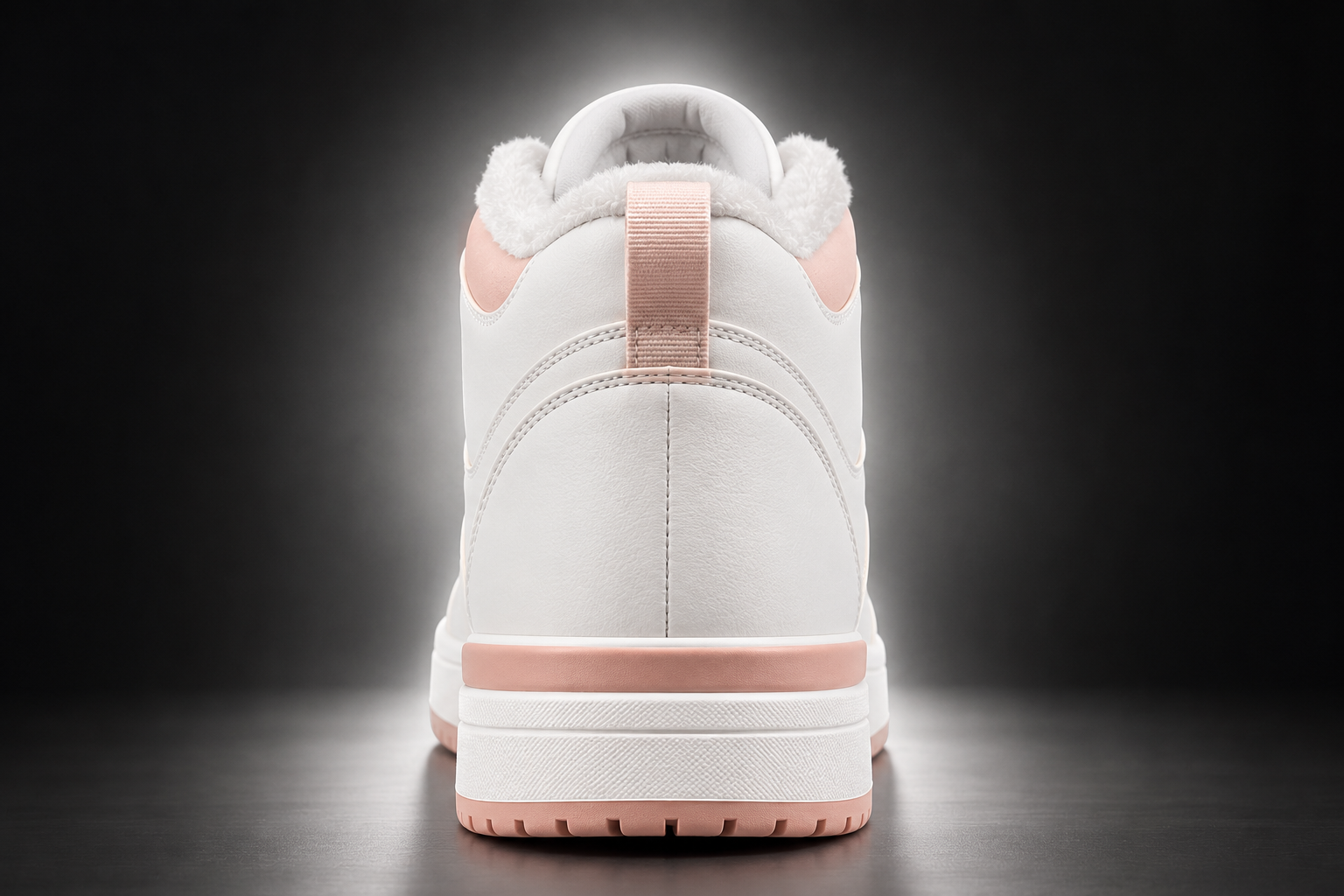 Women’s Cozy Winter High-Top Sneakers – White & Light Pink image 5