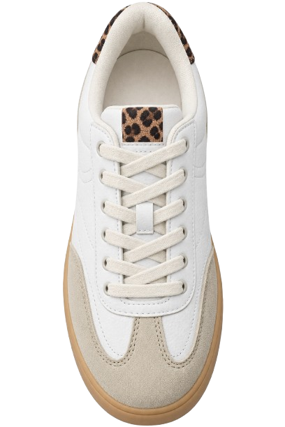 Zara Retro-Style White Sneakers with Leopard Heel Detail image 2